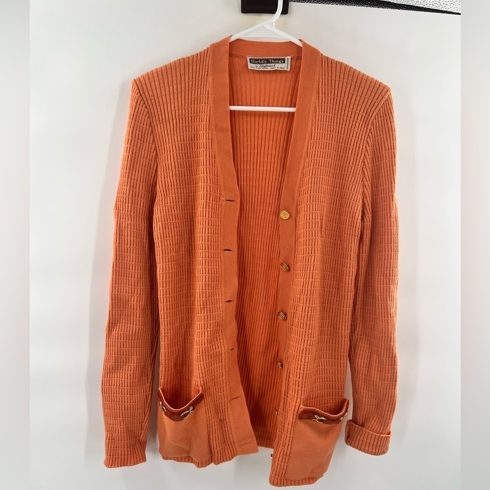 Worldly Things Orange Cardigan Duster Size M